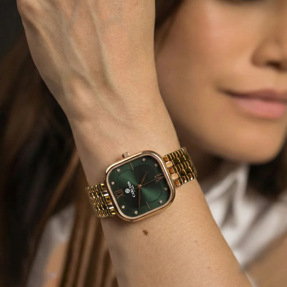 Women Rose Gold/Green Analog Watch - Image 3
