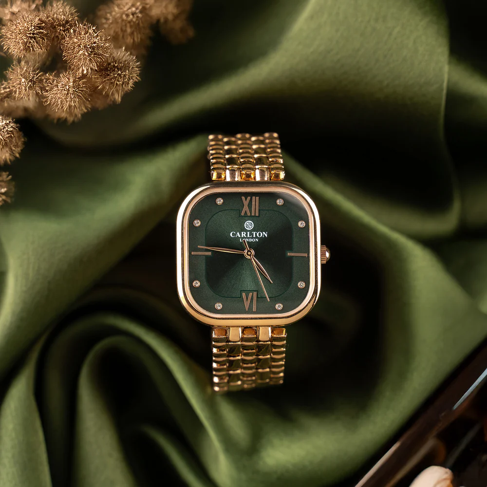 Women Rose Gold/Green Analog Watch